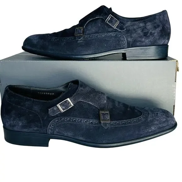 Hugo Boss Shoes Hugo Boss Monk Strap Shoes Blue Suede Leather